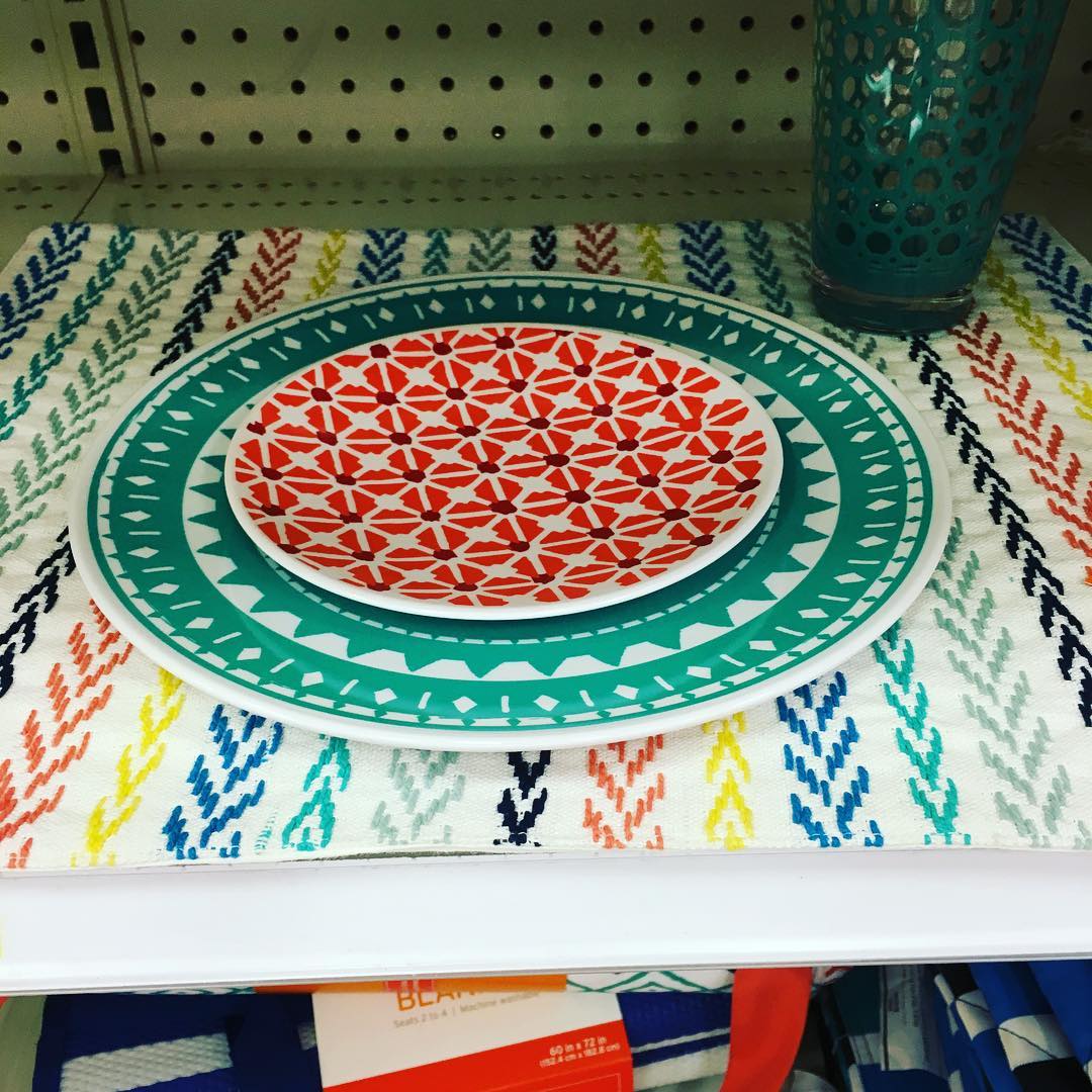 Oh turquoise at @target, yer killin' me. Swore I was JUST getting vacuum cleaner bags. How can I resist your $1.49 plates???