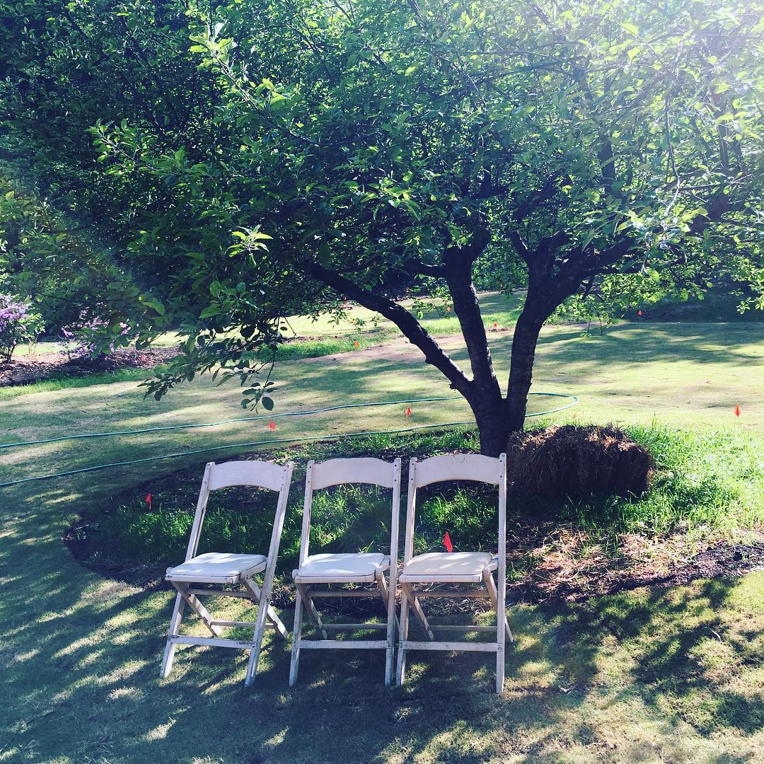 I "might" have bought 26 of these folding chairs at today's estate sale. Why? Because I'm a hoarder. That's what we do. Also, you never know when you might need to host a throw-down wedding or funeral