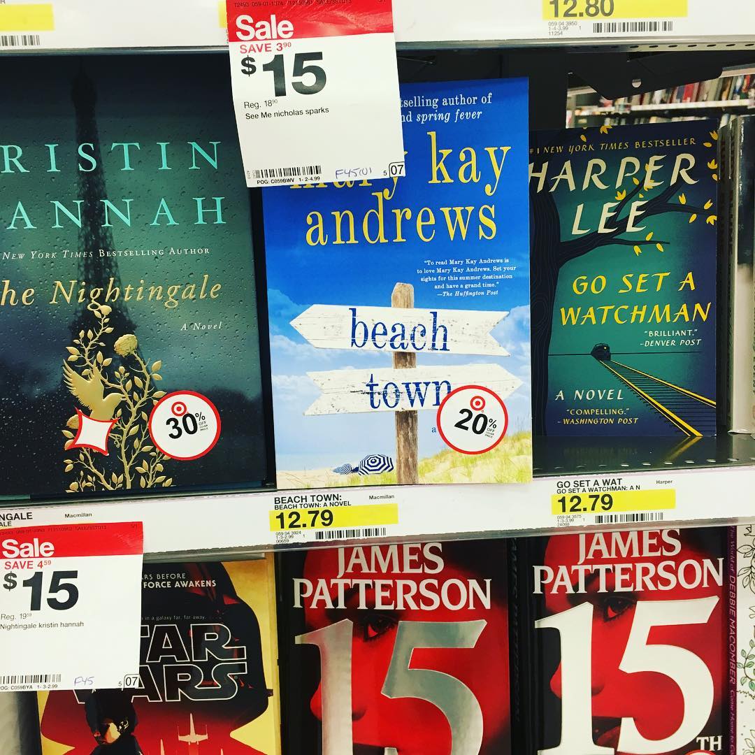 Hello BEACH TOWN paperback at @target! Also? I "might" have just guilt-tripped a lady at @costco into buying a copy