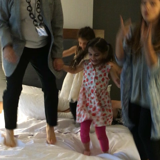 This is what happens when you connect with old friends like @stephaniehowell happen to have 5 adorable little girls. Of course you go back to your hotel room and jump on the bed. And give them the toiletries which they treasure like gold bricks, and then you have mall dinner