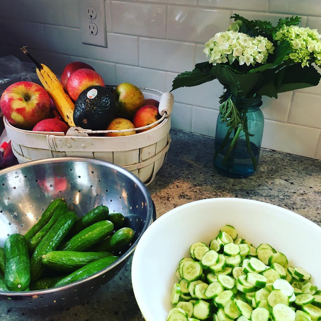 Pretending to be a domestic goddess. Found these cute lil' baby cukes at the Bi-Lo in Savannah for BOGO. Making quick pickles to go with BBQ becuz we are having a big PAR-TAY at Ebbtide this week to announce my secret project. Stay tuned for the news