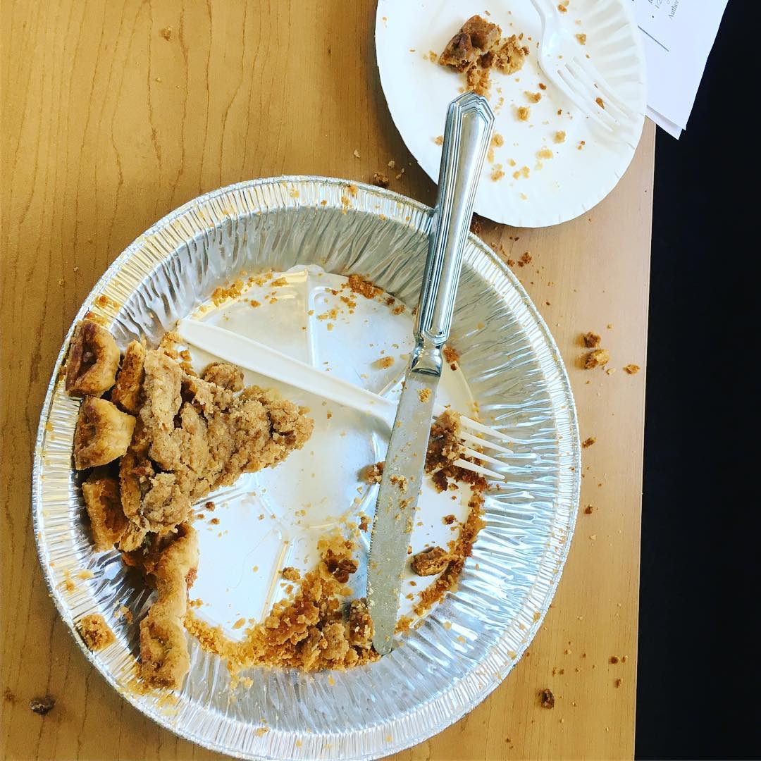 It never hurts to take a homemade pumpkin pie with ginger snap streusel to the cookbook planning meeting with your publisher